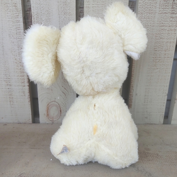 Vintage 1976 Animal Fair Yellow & White Elephant 10" Plush Chime Rattle RARE - Picture 4 of 11